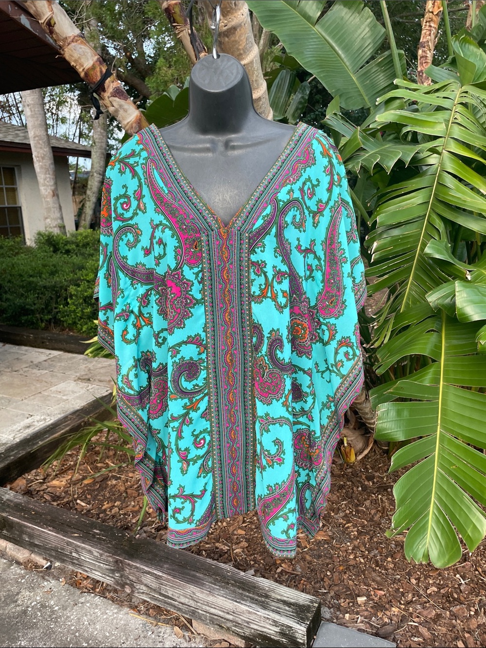 Nicole Miller scarf print calftan  top